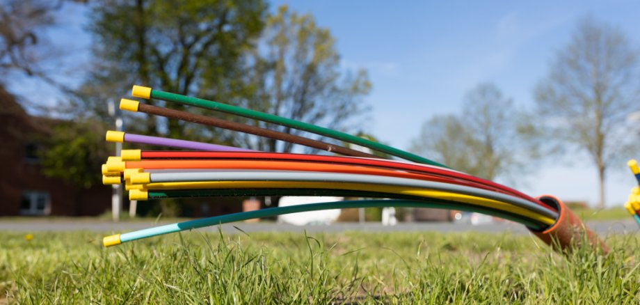 Glasfaserkabel schauen aus der Erde
