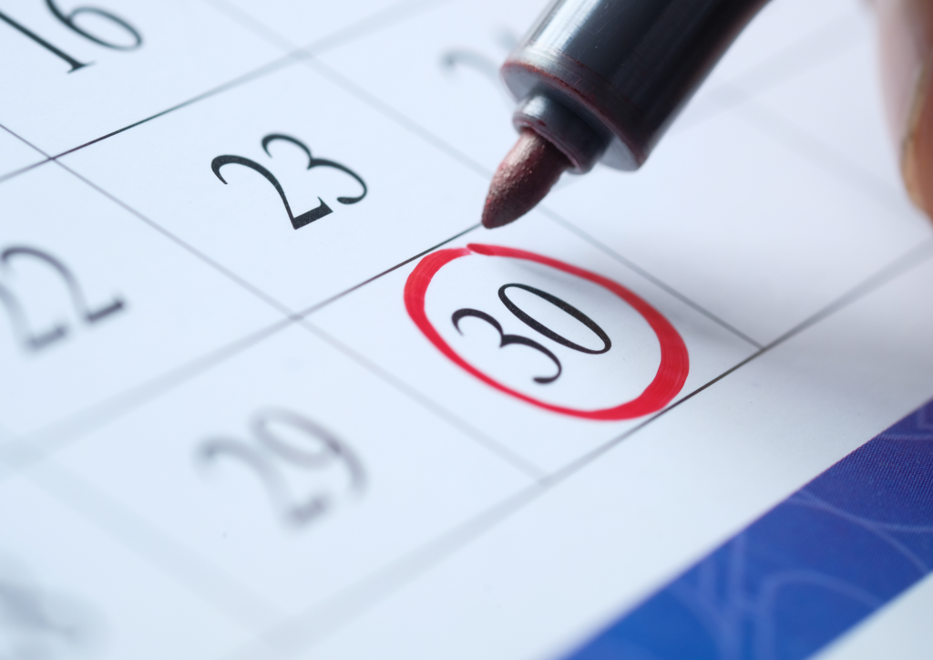 Kalender Markierung mit rotem Rand