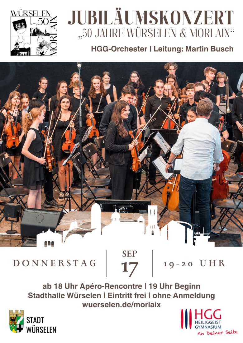 Plakat Jubiläumskonzert zur Städtepartnerschaft Würselen-Morlaix Plakat Jubiläumskonzert zur Städtepartnerschaft Würselen-Morlaix